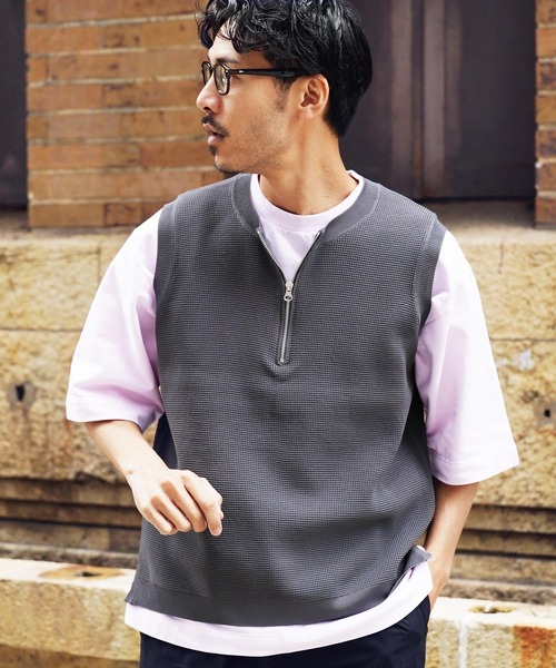 JIGGYS SHOP（ジギーズショップ） ベスト ジレ ワッフルニット ハーフ