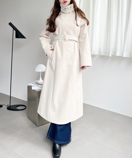 moment+ ステンカラーコート コート ニットモッサ2WAYアレンジカラー