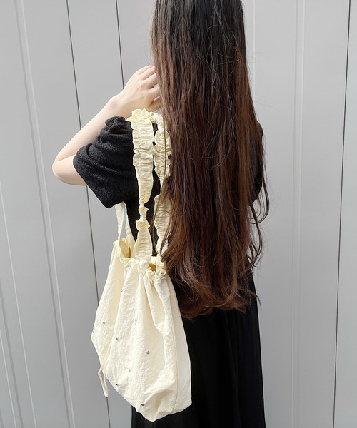 ショルダーバッグ バッグ くしゅくしゅ巾着トートバッグ レディース