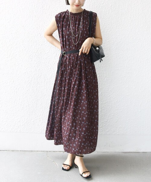 SHIPS（シップス） ワンピース 「手洗い可能」割繊 フラワー プリント