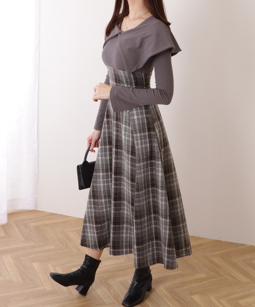 Lace Ladies（レースレディース） ワンピース ビッグカラー チェック柄