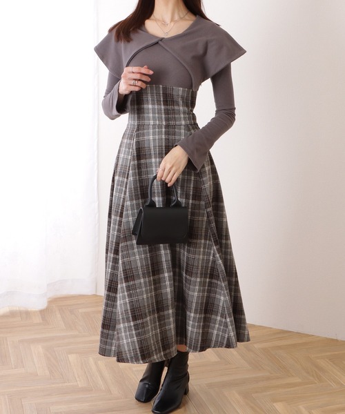 Lace Ladies（レースレディース） ワンピース ビッグカラー チェック柄