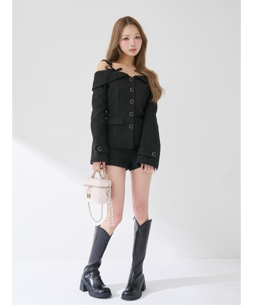 Darich（ダーリッチ） ボンディングツイードオフショルチュニック