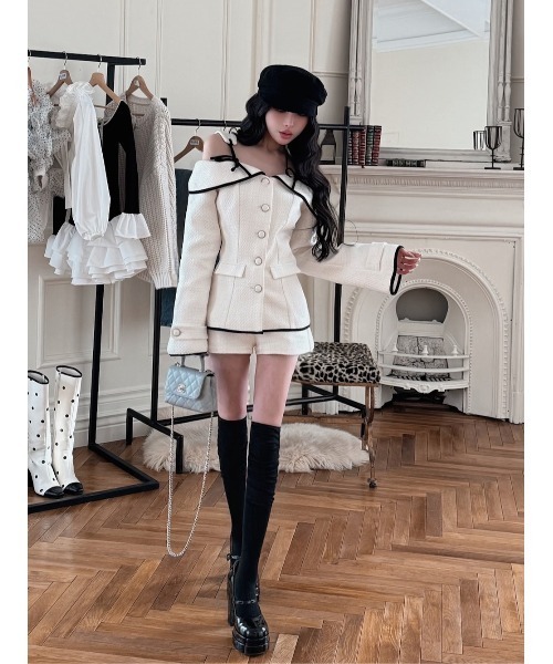 Darich（ダーリッチ） ボンディングツイードオフショルチュニック