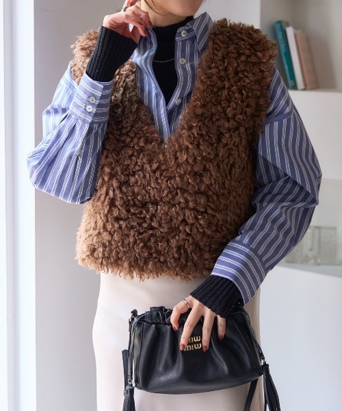 TRIANGLE PALETTE ベスト ジレ 前後2way プードルボアベスト