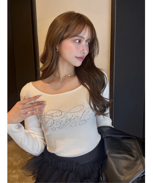 Darich（ダーリッチ） ニット セーター ビジューロゴボートネック