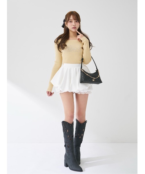 Darich（ダーリッチ） ニット セーター ビジューロゴボートネック