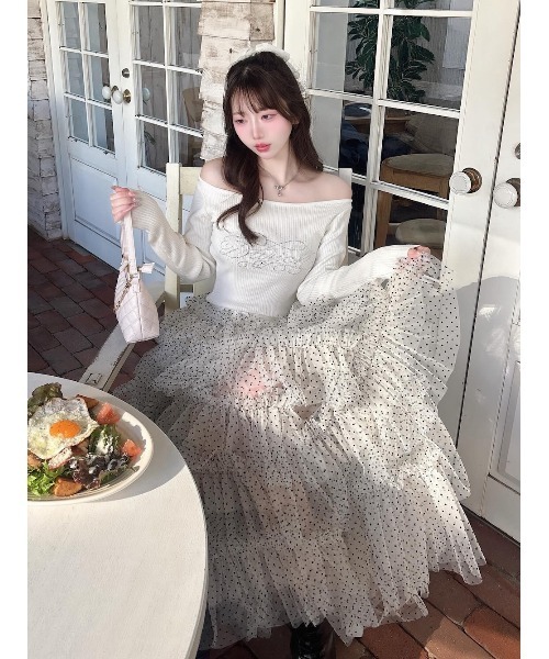 Darich（ダーリッチ） ニット セーター ビジューロゴボートネック