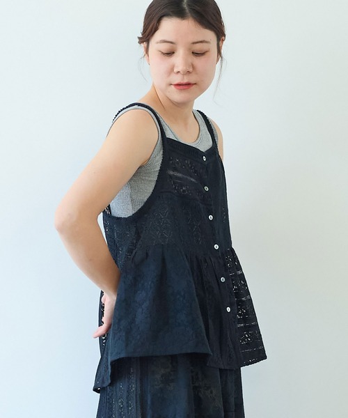 yuni ブラウス シャツ indiaパッチワークレース キャミビスチェ