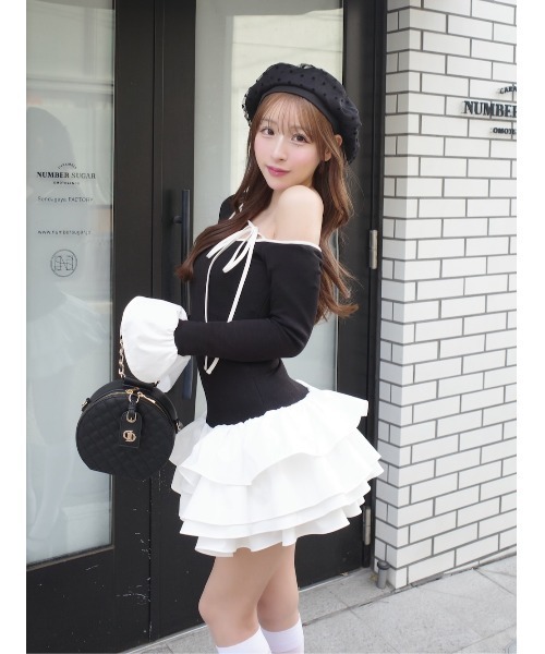 Darich（ダーリッチ） ワンピース デザインネックリボンミニワンピース