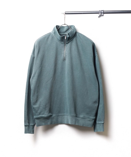 NO WAY トレーナー スウェット /ピグメント加工 裏毛ハーフジップ