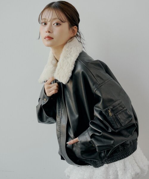 Chico（チコ） コート アウター ミリタリーレザージャケット/ファー