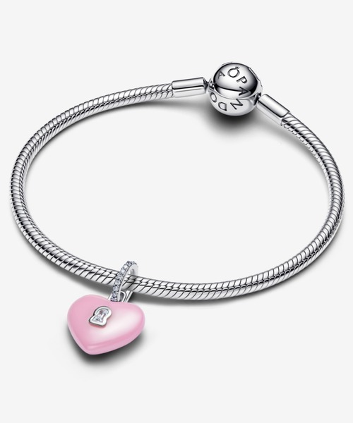 PANDORA（パンドラ） チャーム ピンク セラミック ハート パドロック