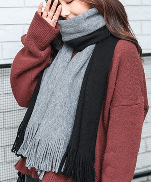 マフラー ストール バイカラーマフラー ユニセックス レディース