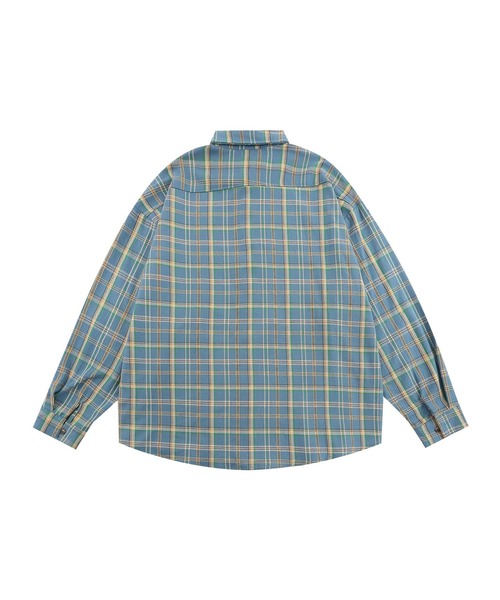 シャツ 「HOOK」レトロ調人物刺繍チェック柄長袖シャツ メンズ