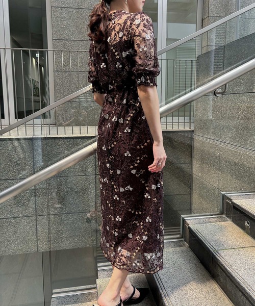 ドレス アンティーク刺繍レースドレス 結婚式 パーティードレス