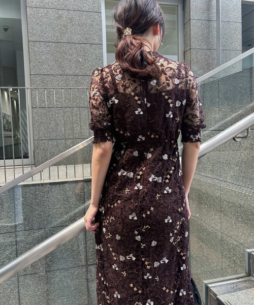 ドレス アンティーク刺繍レースドレス 結婚式 パーティードレス