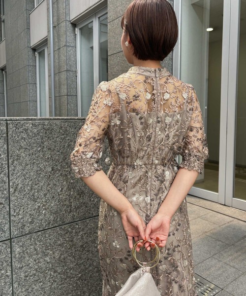 ドレス アンティーク刺繍レースドレス 結婚式 パーティードレス