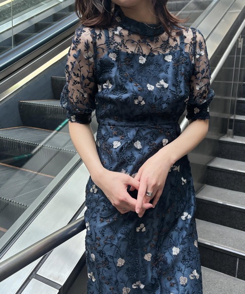 ドレス アンティーク刺繍レースドレス 結婚式 パーティードレス