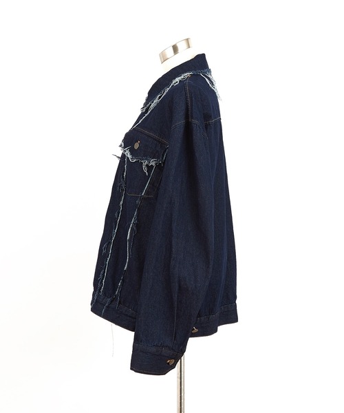 デニムジャケット gジャン a.p.o.v. カットオフクラッシュデニム