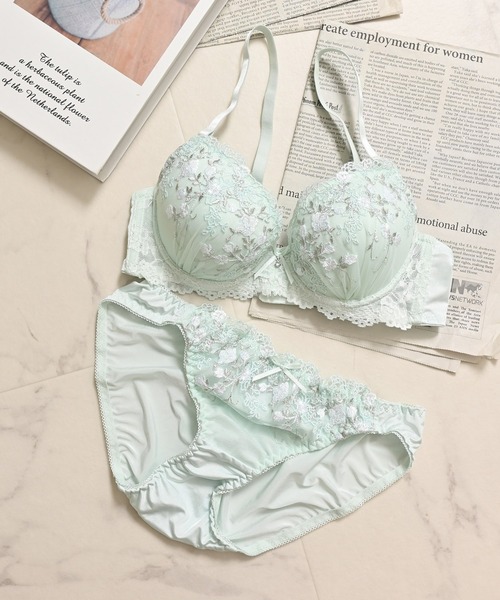 Honeys（ハニーズ） ブラジャー ショーツセット 花柄刺繍ブラセット