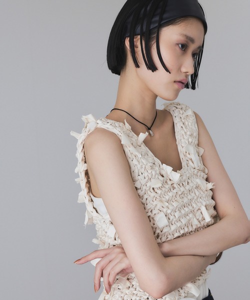 ADAM ET ROPE'（アダムエロペ） ベスト ジレ テープヤーンベスト