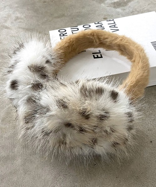 rire 耳当て イヤーマフ ヒョウ柄イヤーマフラー レディース