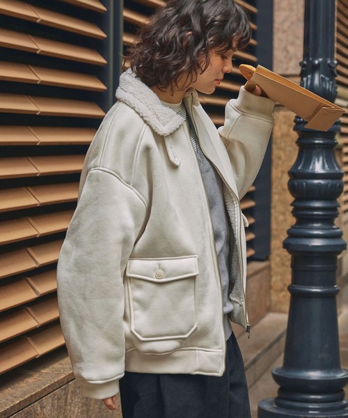 MONO-MART（モノマート） ムートンコート ボアコート ボア襟付き