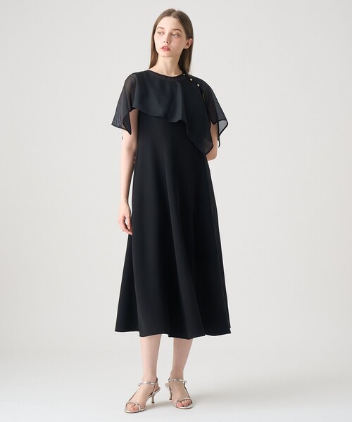 ANAYI（アナイ） ワンピース ダブルクロスケープ付きワンピース