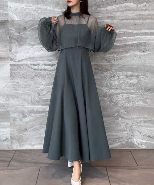 JUNOAH（ジュノア） ワンピース 「選べる」チュールボレロ＋フレア