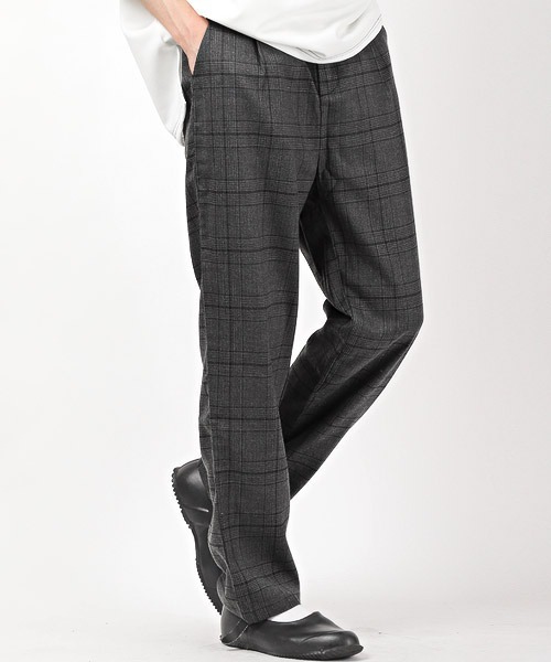LUXSTYLE（ラグスタイル） パンツ グレンチェックストレッチワイド