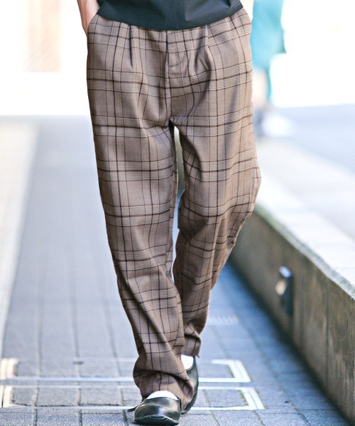 LUXSTYLE（ラグスタイル） パンツ グレンチェックストレッチワイド