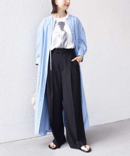 SHIPS（シップス） ワンピース 「手洗い可能」スタンドカラー リボン