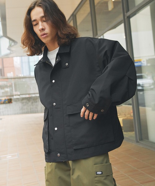 ブルゾン アウター 襟コーデュロイ切替ビッグシルエット2wayブルゾン