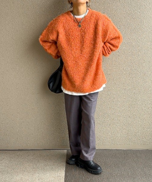 ニット セーター 「ハンドウォッシャブル」メランジブークレカラー