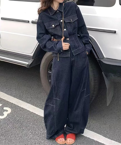 2ly2 セットアップ デニムジャケット＆ワイドパンツ レディース