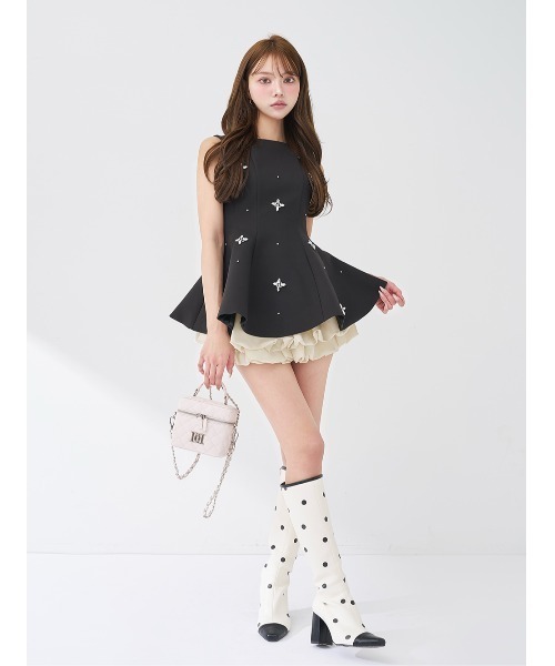 Darich（ダーリッチ） ドレス ビジューフレアバルーンミニドレス