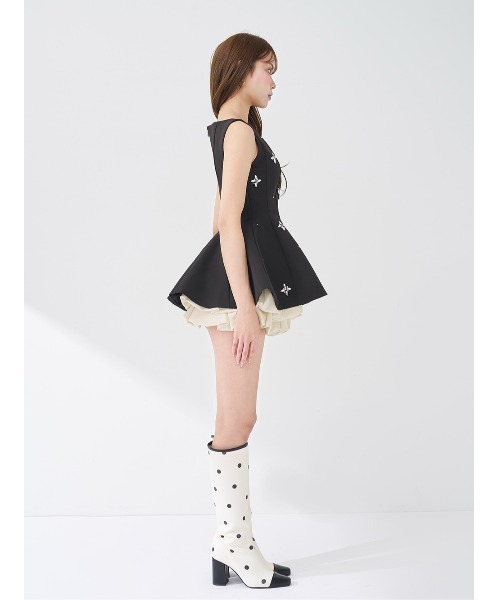 Darich（ダーリッチ） ドレス ビジューフレアバルーンミニドレス