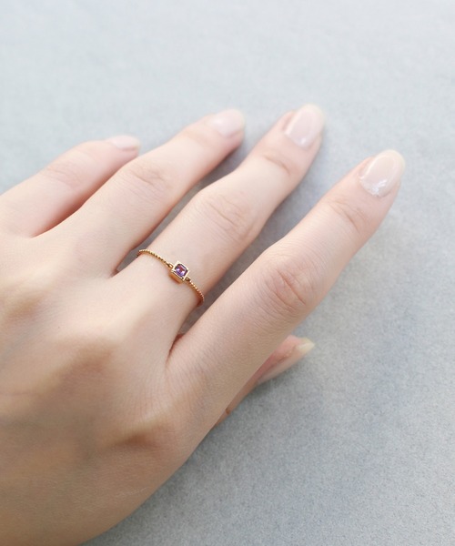 JUPITER 指輪 リング 「K10」天然石チェーンリング/誕生石/ピンキー