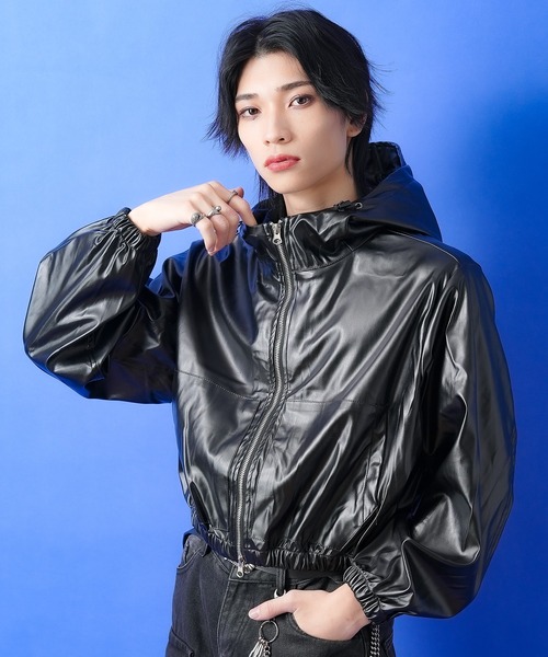 パーカー a.p.o.v. メタリッククロップドパーカー メンズ レディース