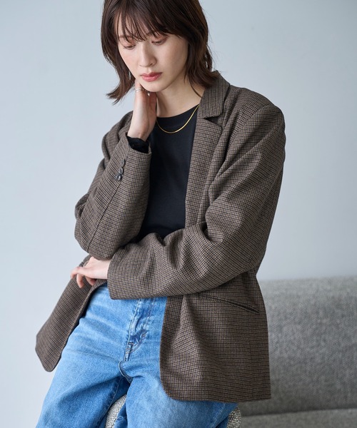 meilmada ジャケット テーラードジャケット ウール混チェック
