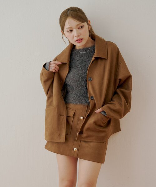 Chico（チコ） コート アウター ファー取り外しレザールーズシャツ