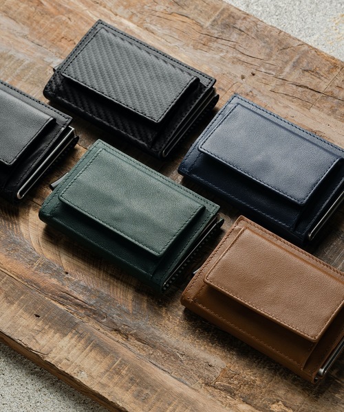 MURA（ムラ） 財布 RFIDスキミング防止 牛革 レザー カーボン 三つ折り