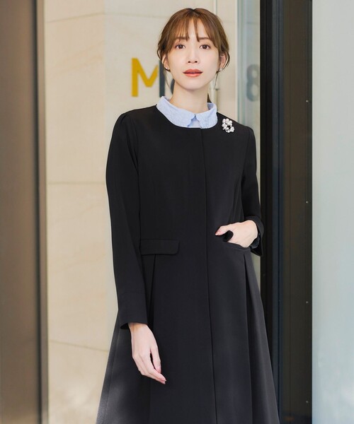 Tiaclasse ノーカラーコート コート ノーカラーAラインコート