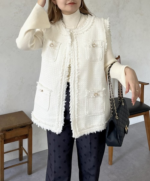 prose verse（プロズヴェール） ベスト ジレ パールボタンノーカラー