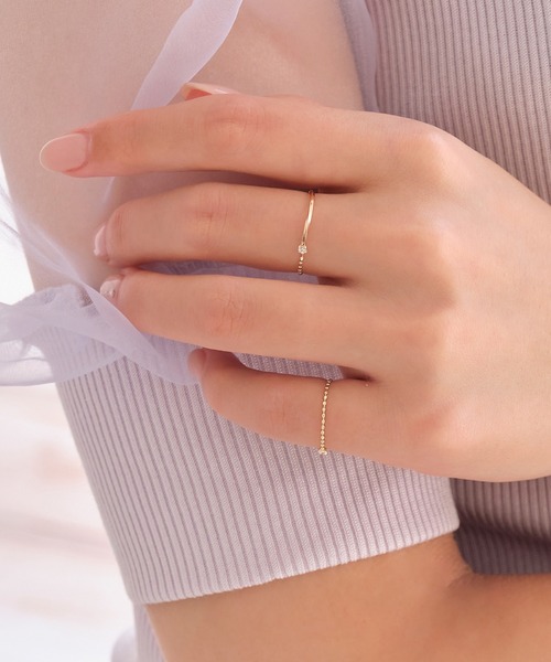 Phoebe（フィービー） 指輪 リング 「K10」プレートビジューチェーン