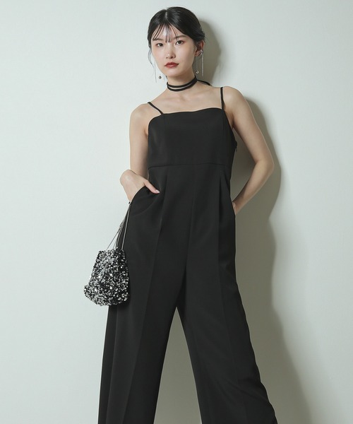 Kana パンツドレス ネックリボン付き キャミソール オールインワン