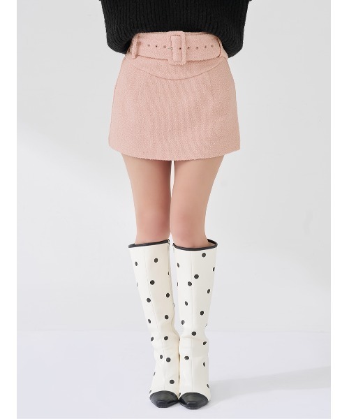 Darich（ダーリッチ） スカート シェイプラインベルトツイードミニ