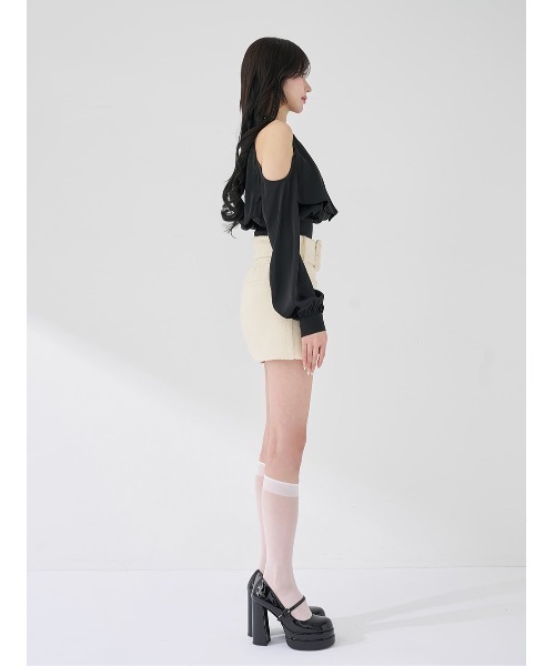 Darich（ダーリッチ） スカート シェイプラインベルトツイードミニ