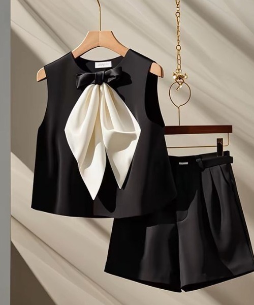 deux amour タンクトップ ノースリーブ リボンタンク＋ショートパンツ